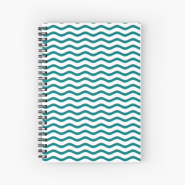 Teal and White Chevron Wave Spiral Notebook