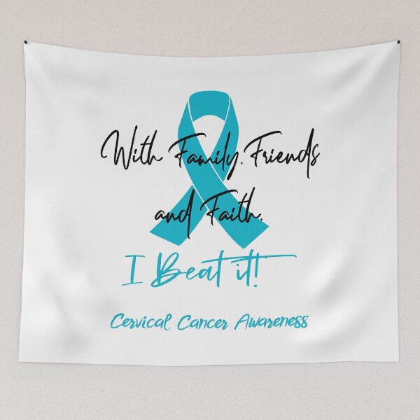 Item preview, Cervical Cancer Warrior - With Family, Friends, and Faith - I BEAT IT! designed and sold by Robbsyn.