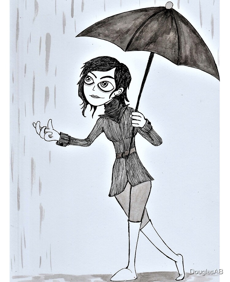 dessin femme avec parapluie