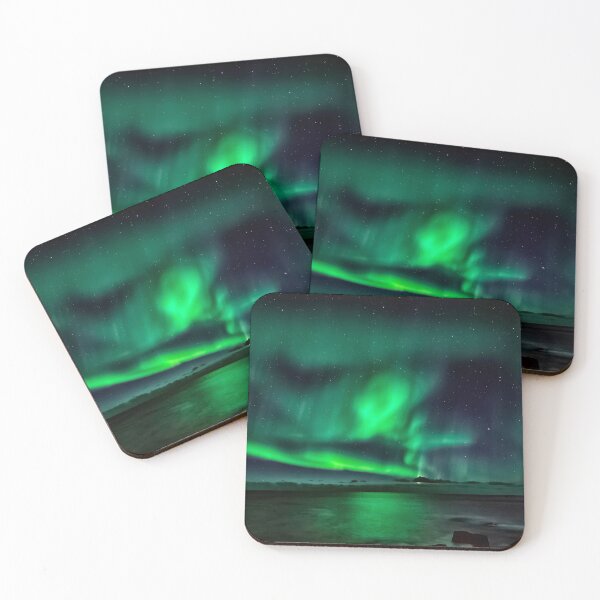 Item preview, WATERSCAPES #25 - Green Aurora Reflected on Coastal Waters at Night designed and sold by DEL-Productions.