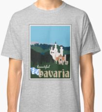 Beautiful Bavaria Vintage Travel Poster - Neuschwanstein Castle Classic T-Shirt