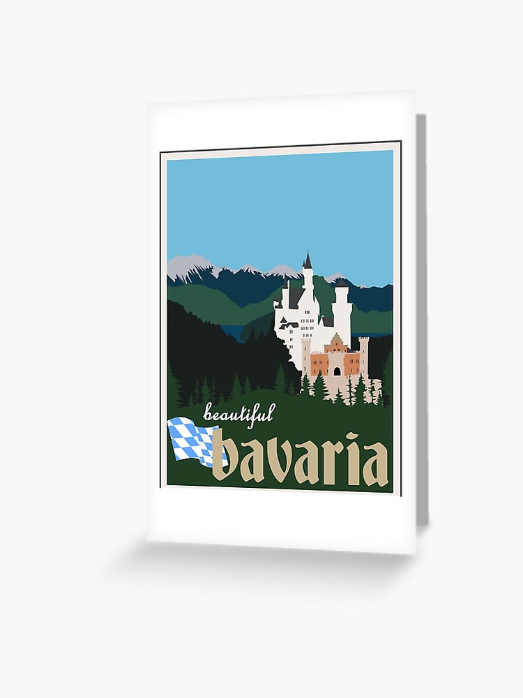 Carte De Vœux Belle Affiche De Voyage Vintage De Baviere Chateau De Neuschwanstein Par Axialdesigns Redbubble