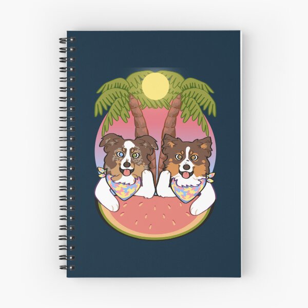 Item preview, Aussies on the beach during sunset  Red black tri red Merle mini American Shepherd   designed and sold by EmilyNelson1.