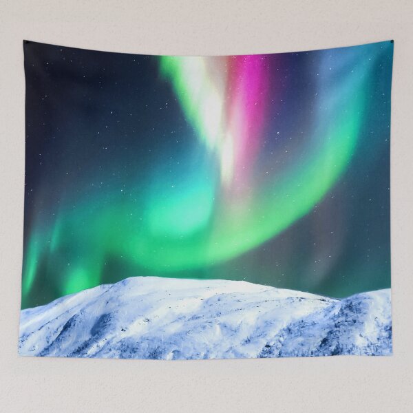 Item preview, Full Color Spectrum Aurora Over Snowcapped Mountain designed and sold by DEL-Productions.