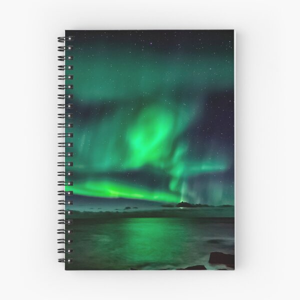 Item preview, WATERSCAPES #25 - Green Aurora Reflected on Coastal Waters at Night designed and sold by DEL-Productions.