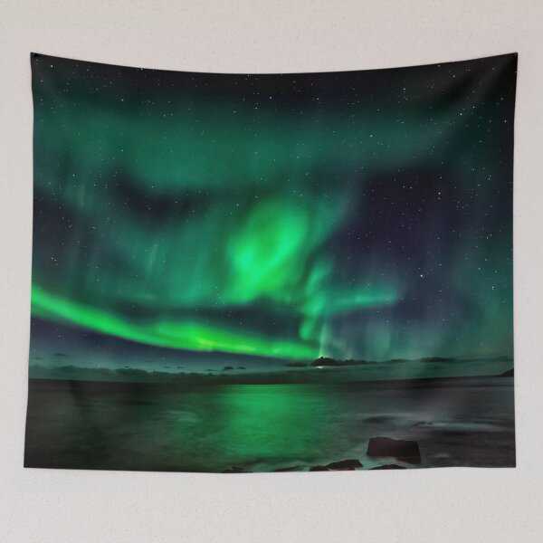Item preview, WATERSCAPES #25 - Green Aurora Reflected on Coastal Waters at Night designed and sold by DEL-Productions.