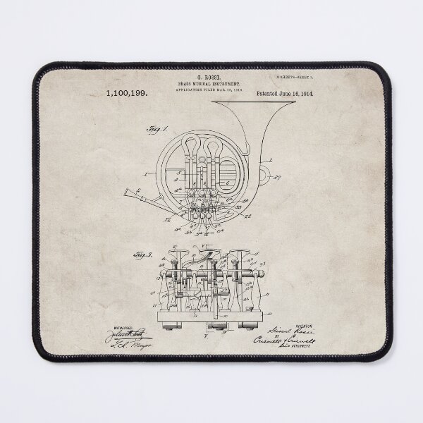 Item preview, French Horn Patent - Horn Player Art - Antique designed and sold by patentpress.