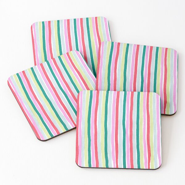 Item preview, Colorful vertical striped pattern - pink, red and green watercolor stripes designed and sold by patterncrow.