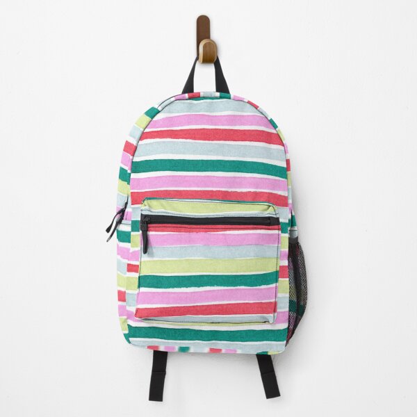 Item preview, Colorful horizontal striped pattern - pink, red and green watercolor stripes designed and sold by patterncrow.