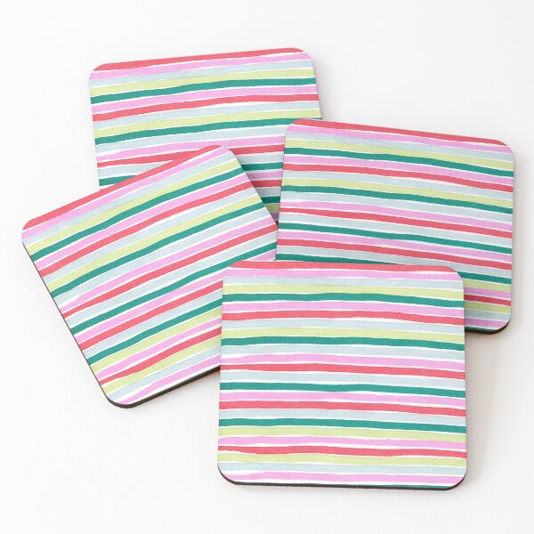 Item preview, Colorful horizontal striped pattern - pink, red and green watercolor stripes designed and sold by patterncrow.