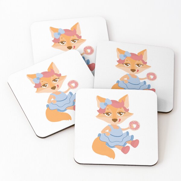 Item preview, fox vector character with a donut designed and sold by tetiana12.