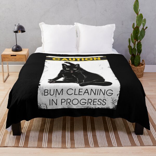 Item preview, Caution Bum Cleaning In Progress black cat lover designed and sold by sellexxf69.