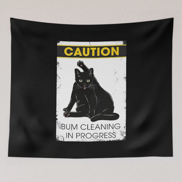 Item preview, Caution Bum Cleaning In Progress black cat lover designed and sold by sellexxf69.