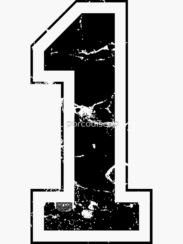 Number 1, Black one, Sports number 1 | Sticker