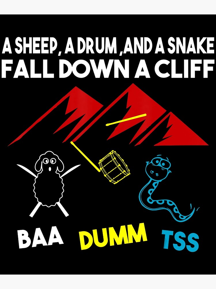 "Mens Sheep Drum Snake Fall Down Corny Dad Joke Fathers Day" Poster for