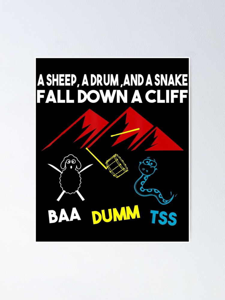 "Mens Sheep Drum Snake Fall Down Corny Dad Joke Fathers Day" Poster for