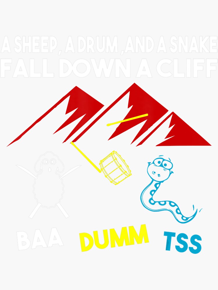 "Mens Sheep Drum Snake Fall Down Corny Dad Joke Fathers Day" Sticker