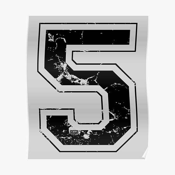 Varsity Font Number 5 Black Large Poster