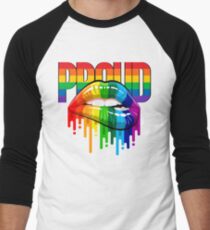 Stolzer Regenbogen-Lippen-Stolz Baseballshirt für Männer
