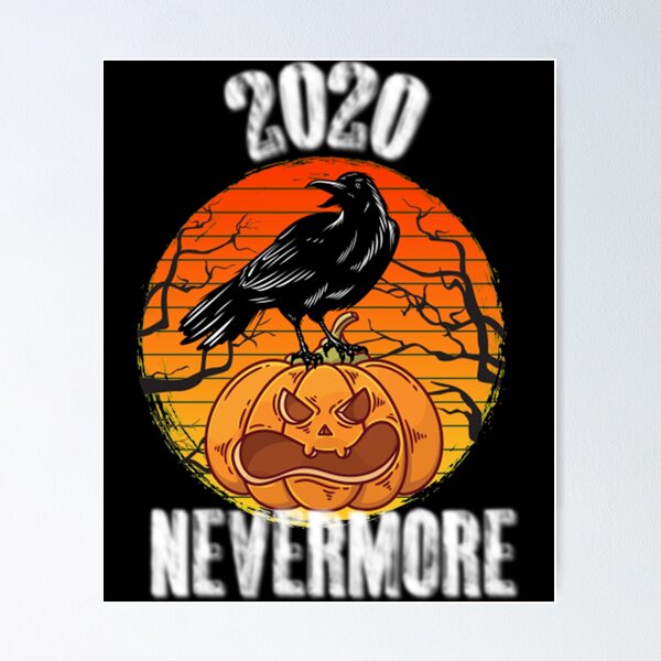 Item preview, 2020 Never More - Raven on a Pumpkin with Vintage Sunset    designed and sold by XperienceShop.