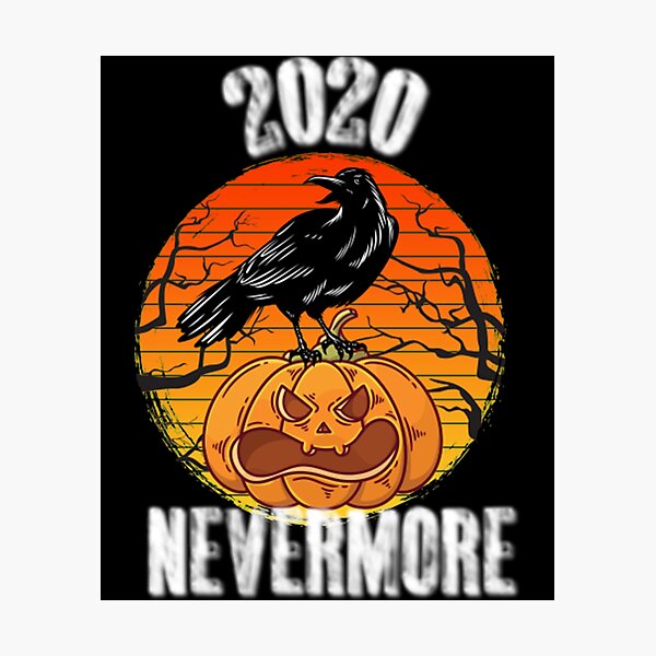 Item preview, 2020 Never More - Raven on a Pumpkin with Vintage Sunset    designed and sold by XperienceShop.