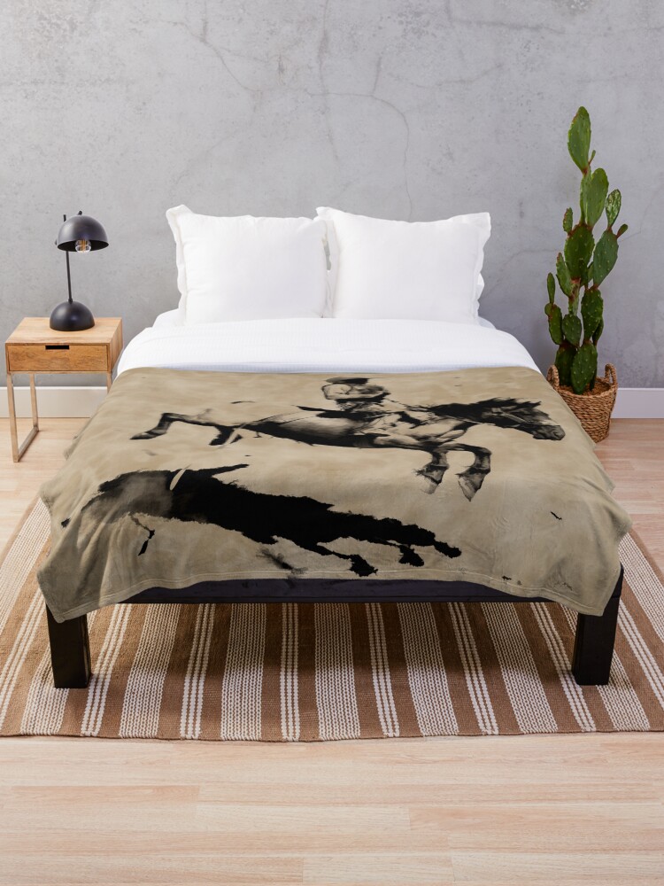 Thumbnail 1 of 6, Throw Blanket, Bronco Rider - Rodeo Cowboy designed and sold by NaturePrints.