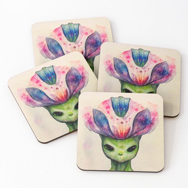 Item preview, Leif the Watercolor Funny Flower Alien Monster designed and sold by pixelista.