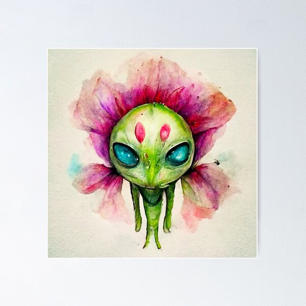 Item preview, Florent the Watercolor Funny Flower Alien Monster designed and sold by pixelista.