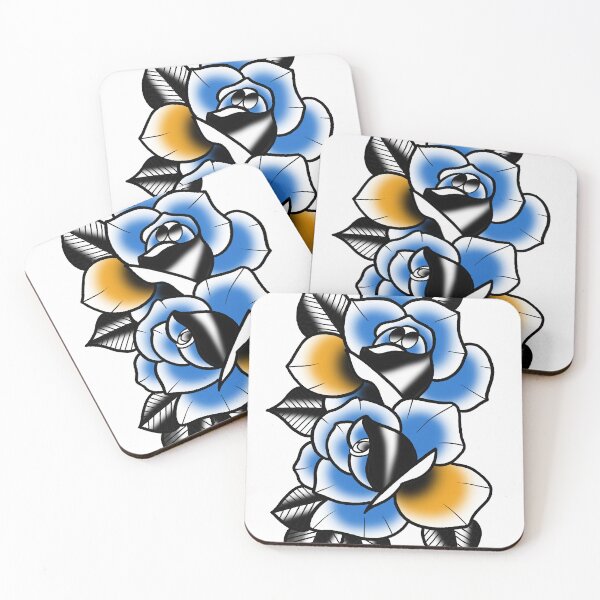 Item preview, Fkj tattoo flash blue roses designed and sold by franckfkj.