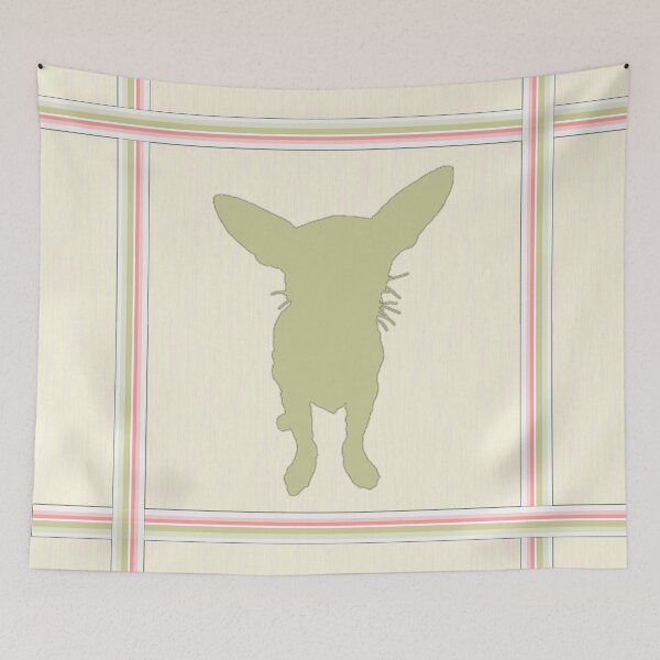 Item preview, Chichuahua & Stripes - Pale Green Yellow Neutral designed and sold by Gretchen Tiger.