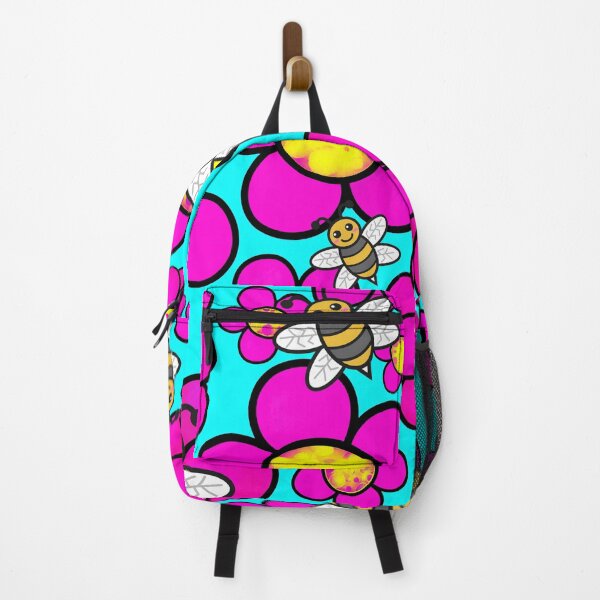 Item preview, Flowers and Bees Pollinate Pink Blue And Yellow Floral Happy designed and sold by funnytshirtemp.