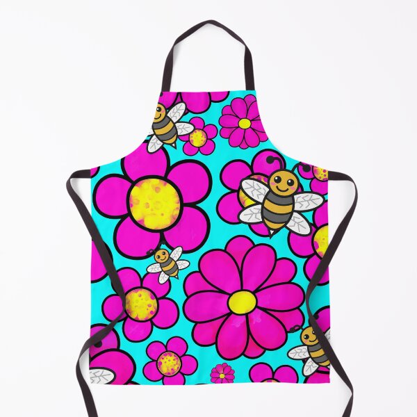 Item preview, Flowers and Bees Pollinate Pink Blue And Yellow Floral Happy designed and sold by funnytshirtemp.