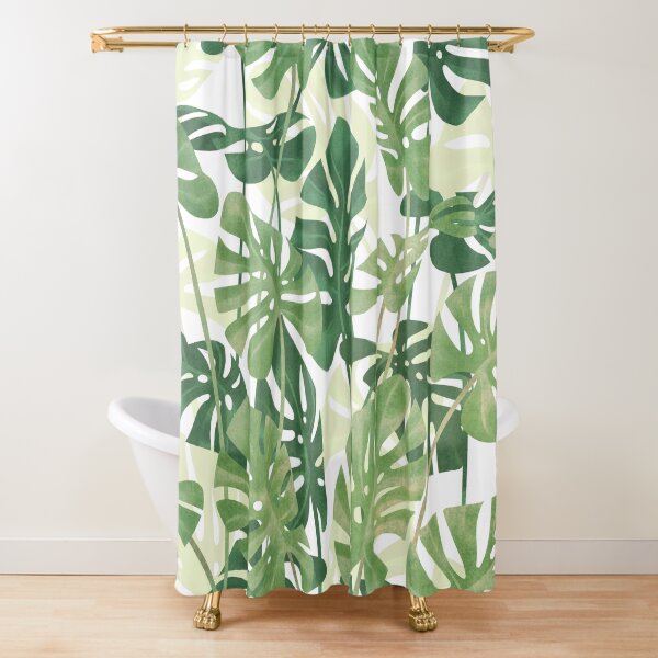 Vintage Monstera leaves Shower Curtain