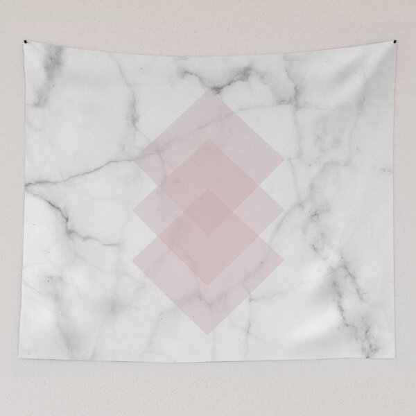 Item preview, White Marble Scandinavian Geometric Blush Pink Squares designed and sold by 5mmpaper.