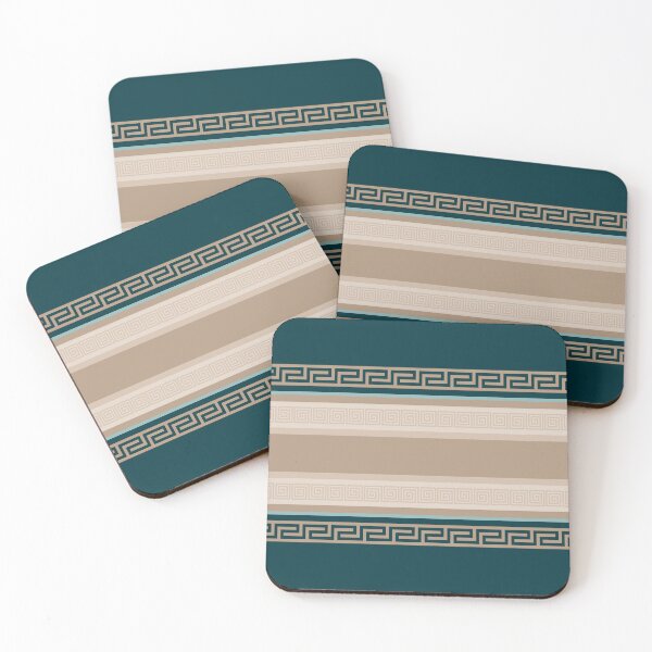 Item preview, Greek Key - Meander - Taupe and Green designed and sold by k9printart.