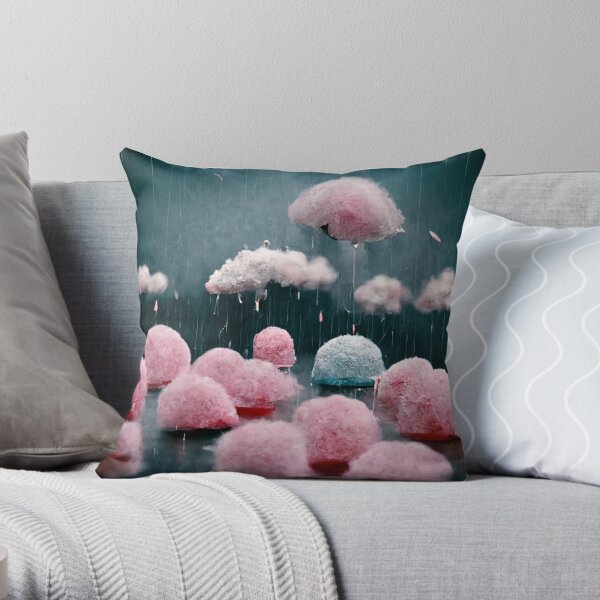 Cute Fluffy Rain Clouds Throw Pillow