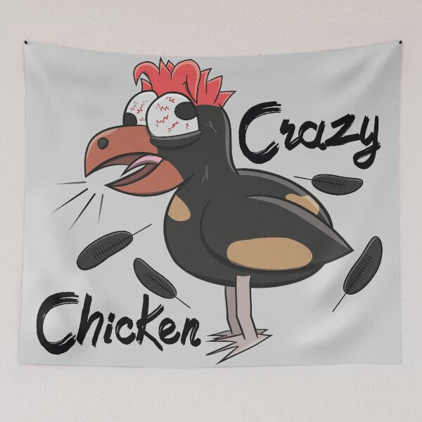 Item preview, Crazy Shocked Farm Chicken Funny Cartoon Black designed and sold by ETVdesign.