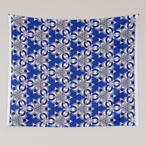 Item preview, flores blancas sobre azul cobalto designed and sold by ritusdesigns.
