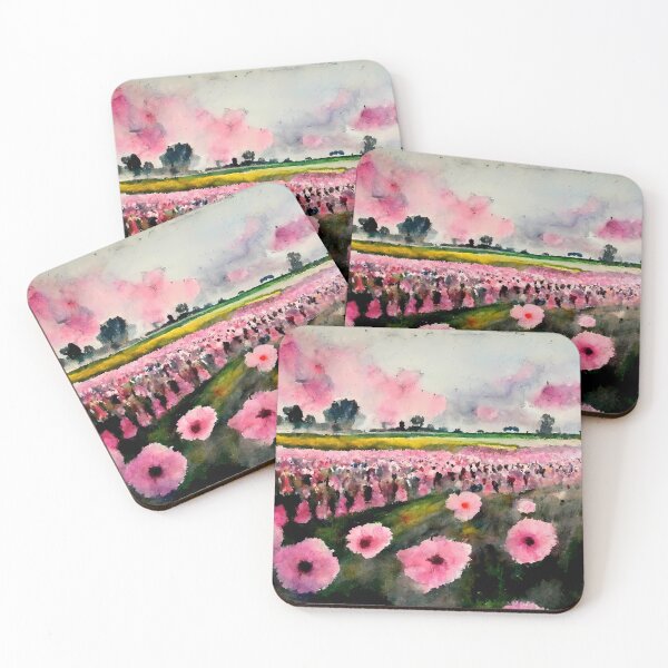 Item preview, Fresh pink watercolor flower field designed and sold by endage.