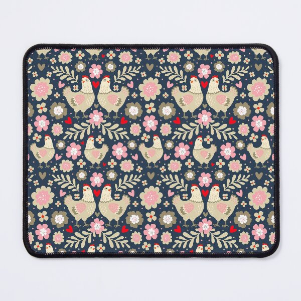Item preview, Chicken Floral Navy designed and sold by KrisInStitches.
