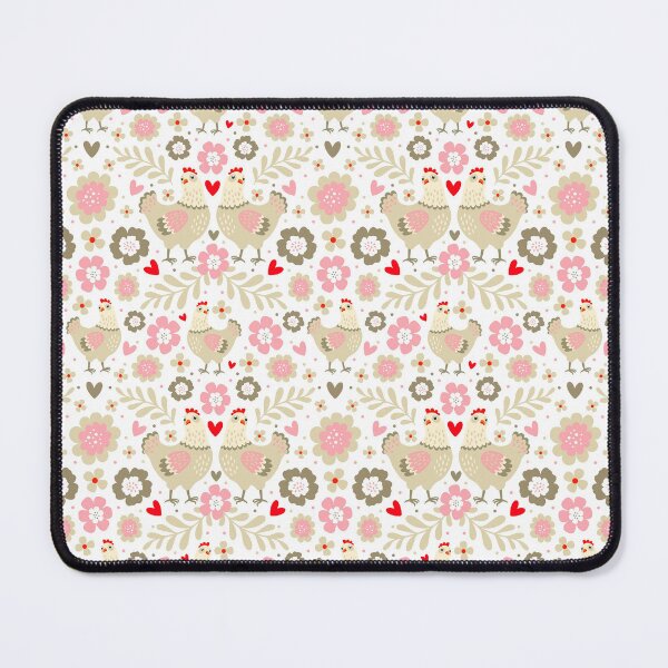 Item preview, Chicken Floral White designed and sold by KrisInStitches.
