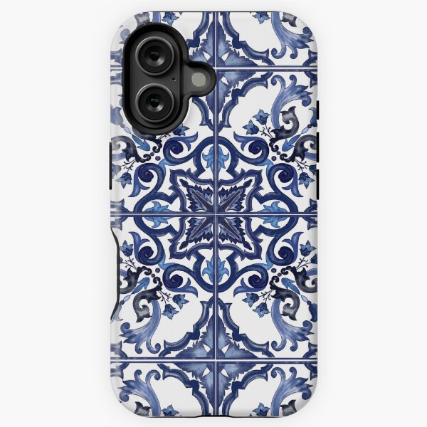 Item preview, Blue Ornate Floral Mediterranean Sicilian Tile designed and sold by SydneyPapierCo.