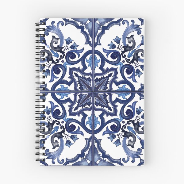 Item preview, Blue Ornate Floral Mediterranean Sicilian Tile designed and sold by SydneyPapierCo.