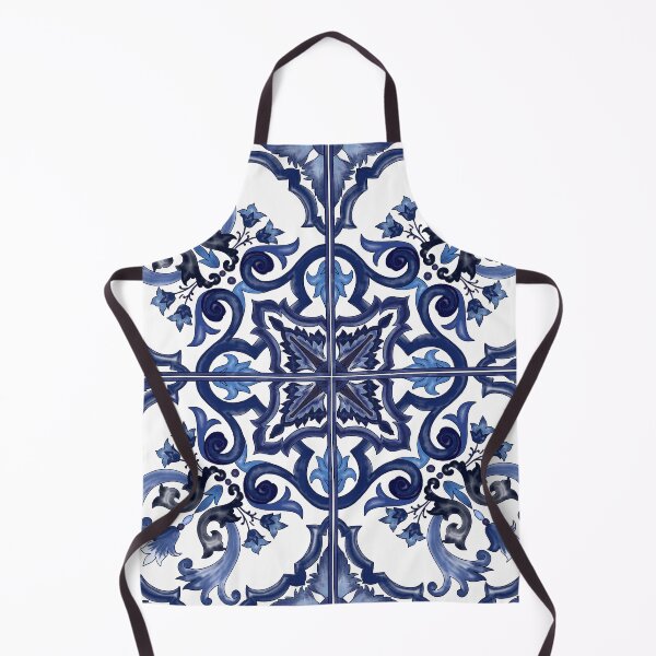 Item preview, Blue Ornate Floral Mediterranean Sicilian Tile designed and sold by SydneyPapierCo.