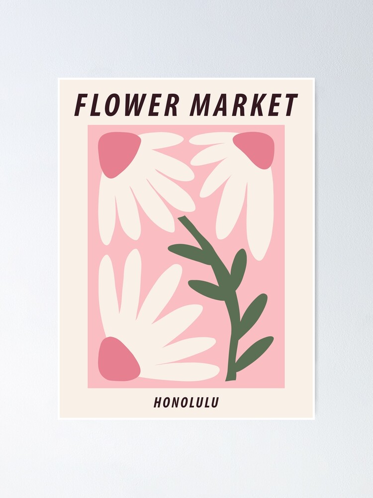 Flower market, Honolulu, Cute pink art print, Exhibition, Aesthetic poster,  Botanical Poster for Sale by KristinityArt