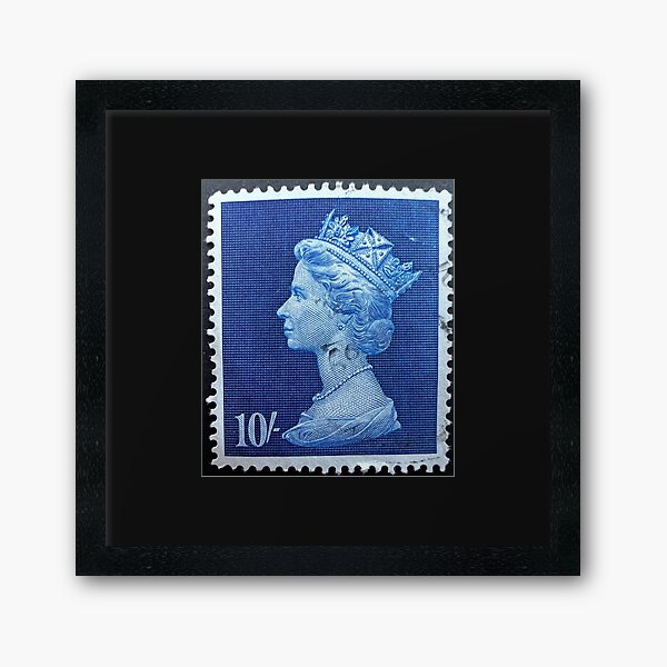 Vista previa del artículo con la obra «Sello postal vintage azul de la reina Isabel», diseñado y vendido por Factory57.