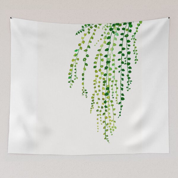 Item preview, Green string of pearls ink illustration botanical nature designed and sold by Leela's House.