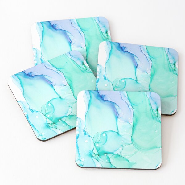 Item preview, Cyan Flowing Abstract Alcohol Ink Painting, Modern Cyan Flowing Abstract Alcohol Ink Feminine Art, Cyan Flowing Alcohol Ink Watercolor, Alcohol Ink Digital Watercolor Cyan Flowing Abstract designed and sold by Trendymotion.