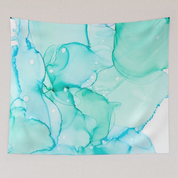 Item preview, Cyan Flowing Abstract Alcohol Ink Painting, Modern Cyan Flowing Abstract Alcohol Ink Feminine Art, Cyan Flowing Alcohol Ink Watercolor, Alcohol Ink Digital Watercolor Cyan Flowing Abstract designed and sold by Trendymotion.