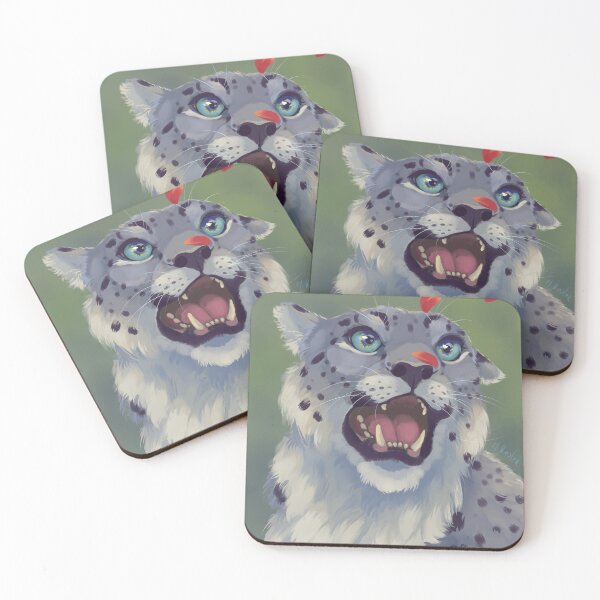 Item preview, Snow leopard playing with flower petals  designed and sold by ArtByKesler.